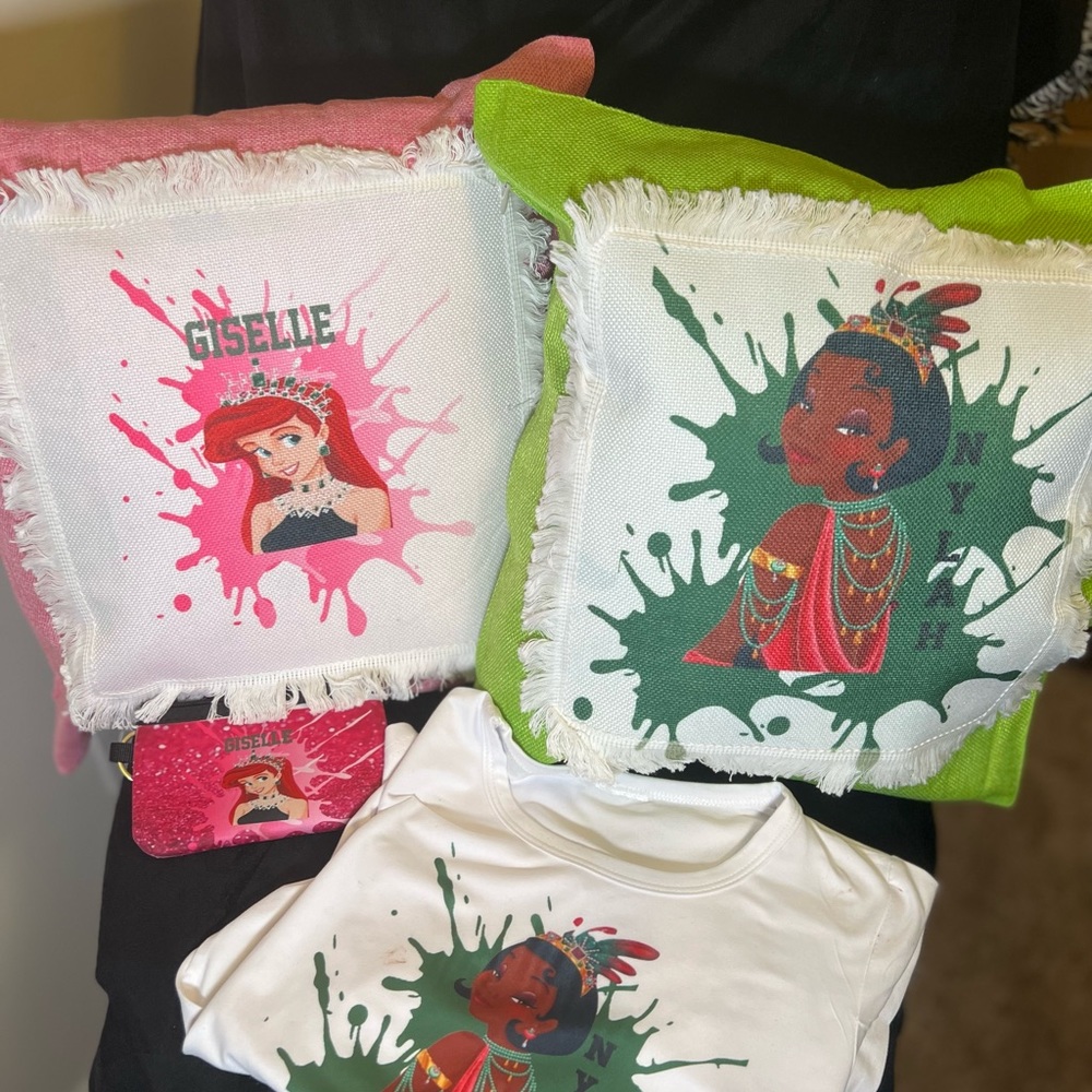 Linen custom kids pillow cases add name sold separately in yellow pink green